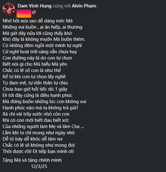Bài đăng đầy ẩn ý của Đàm Vĩnh Hưng