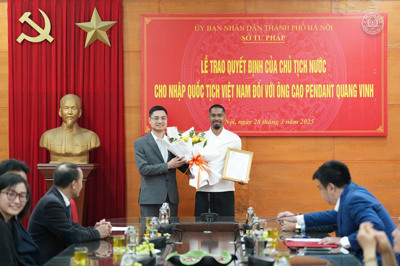 Cao Pendant Quang Vinh chính thức nhận quốc tịch Việt Nam. Ảnh: CLB CAHN.