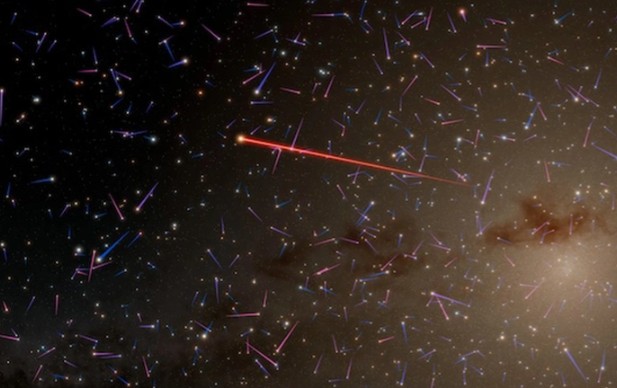 Hình ảnh các ngôi sao gần trung tâm thiên hà của chúng ta, một số mang theo hành tinh. Màu của đường đi càng đỏ thì chúng lao đi càng nhanh - Ảnh: NASA