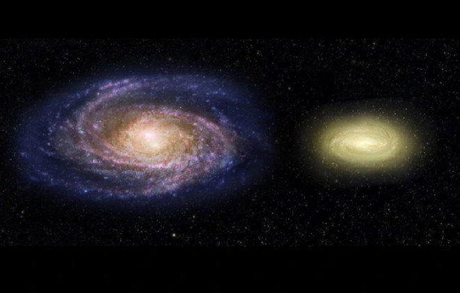 Ngân Hà (trái) được đặt cạnh một thiên hà đã chết giống với cái đã phát ra loạt tín hiệu lạ - Ảnh: NASA/ESA