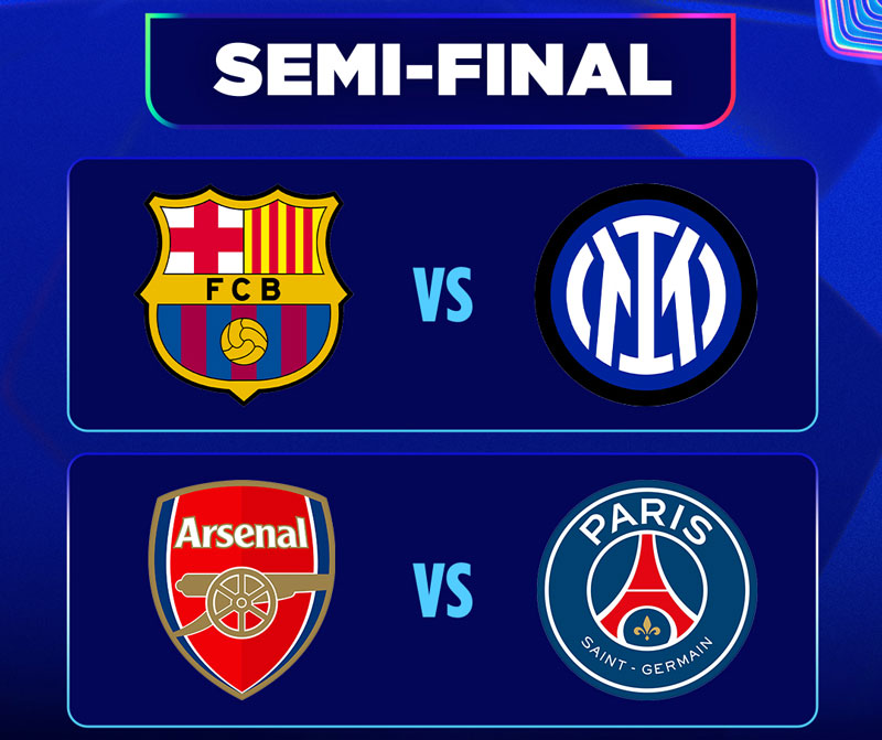 2 cặp đấu ở bán kết Champions League 2024/25.