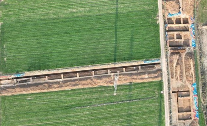 Hiện trường khai quật các đoạn thành cổ ở TP Tế Nam, được cho là phần cổ xưa nhất của Vạn Lý Trường Thành - Ảnh: JINAN DAILY