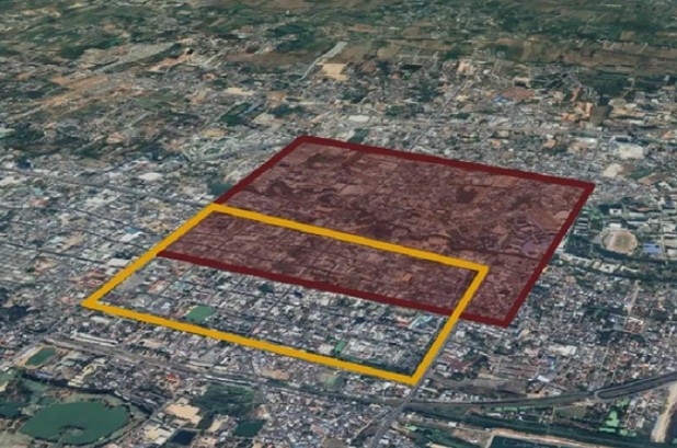 Bên dưới TP Nakhon Ratchasima hiện đại ở Thái Lan là 2 "thành phố ma" chồng lấn lên nhau, một trong hai cái đã được biết đến từ lâu, cái còn lại vừa được nhận diện - Ảnh: ĐẠI HỌC CHULALONGKORN