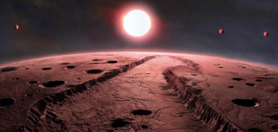 Ảnh đồ họa về 4 "tiểu Trái Đất" quay quanh sao Barnard - Ảnh: NOIRLab/NSF/AURA