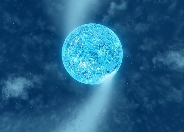 Ảnh đồ họa mô tả Zeta Puppis, một ngôi sao loại O cách Trái Đất 1.400 năm ánh sáng, giống với cái từng gây thảm họa tuyệt chủng trong quá khứ - Ảnh: Tahina Ramiaramanantsoa.