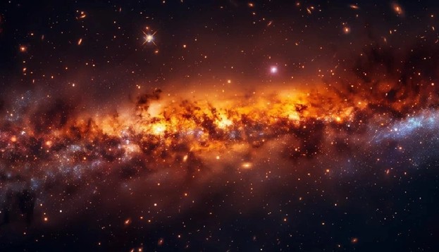 Thiên hà UFO đỏ đang thách thức các lý thuyết vũ trụ học - Ảnh đồ họa: SCITECH DAILY