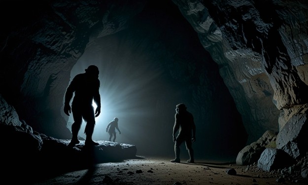 Paranthropus được mô tả là những sinh vật "gần như người", bước đi như chúng ta nhưng mang chân dung còn đậm nét vượn - Minh họa AI: Thu Anh