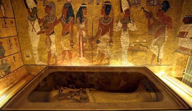 Phòng chôn cất Pharaoh Tutankhamun bên trong lăng mộ gần TP Luxos - Ai Cập - Ảnh: BỘ DU LỊCH VÀ CỔ VẬT AI CẬP