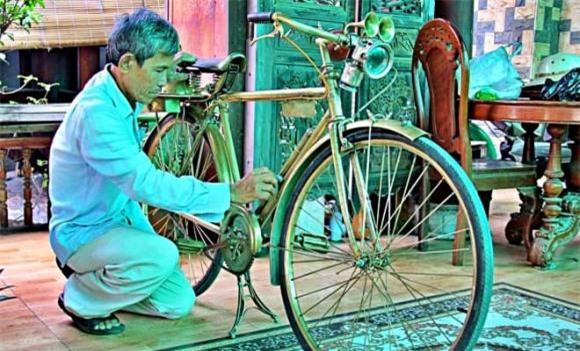 xe đạp cổ, xe đạp bằng đồng thau, báu vật trăm tuổi