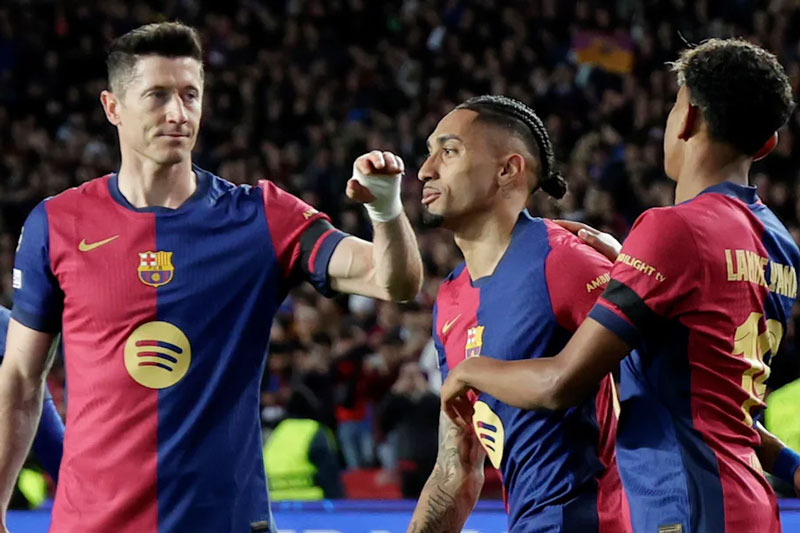 Lewandowski, Raphinha và Lamine Yamal (từ trái sang). Ảnh: Getty.