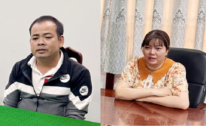 Mã Quốc Tuấn và Phạm Thu Hồng tại cơ quan công an.