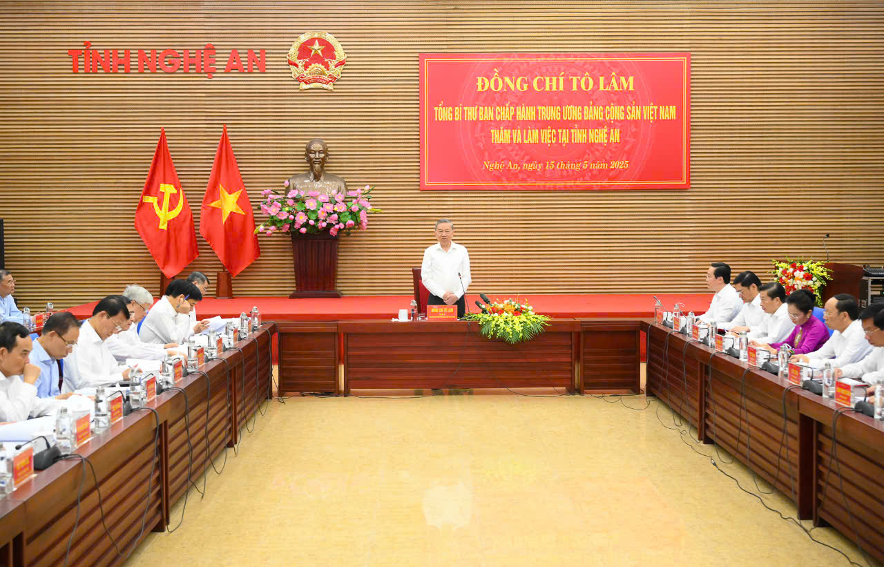 Tổng bí thư Tô Lâm làm việc với tỉnh Nghệ An