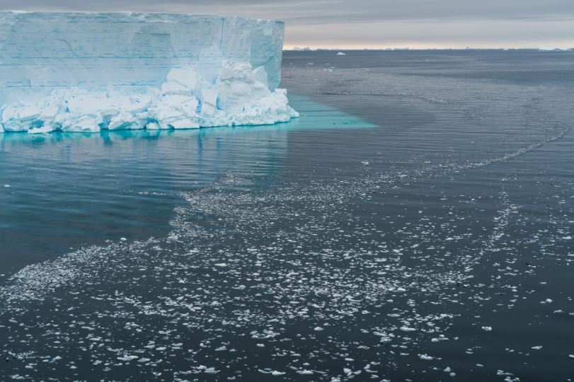 Những tàn tích của một sự kiện tách băng trôi khổng lồ được nhìn thấy từ Tàu nghiên cứu Falkor (cũng vậy). Sâu trong Biển Bellingshausen là vị trí của một sự kiện tách băng trôi rất gần đây. Khi khám phá và ghi chép lại khu vực và sự kiện này, các nhà nghiên cứu hy vọng rằng dữ liệu từ đây sẽ mang lại thông tin về Nam Cực mà trước đây chưa từng có. Ảnh: Alex Ingle