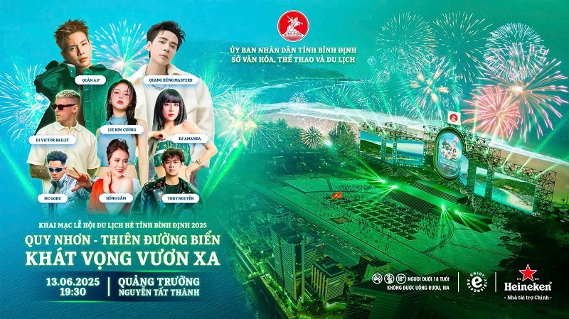 Nhiều nghệ sĩ nổi tiếng biểu diễn tại khai mạc Lễ hội Du lịch hè Bình Định 2025.