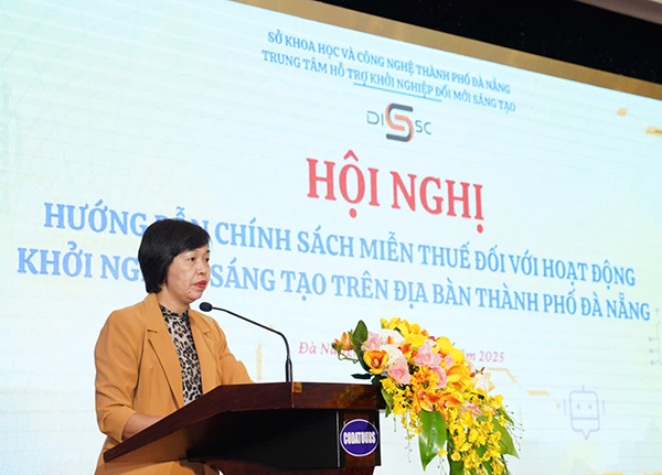 Phó Giám đốc Sở KHCN Đà Nẵng Lê Thị Thục phát biểu tại hội nghị.