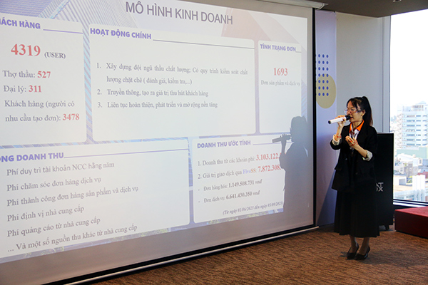 Trình bày dự án tại cuộc thi khởi nghiệp đổi mới sáng tạo trong khuôn khổ SURF.