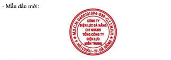Mẫu dấu mới của Công ty Điện lực Đà Nẵng.