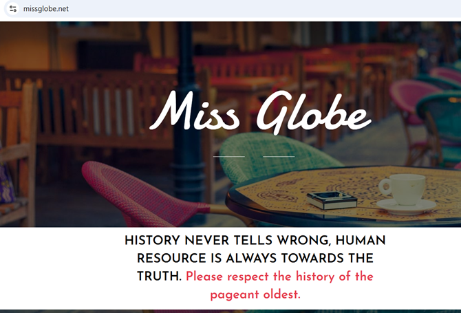 Thông báo trên website missglobe.net