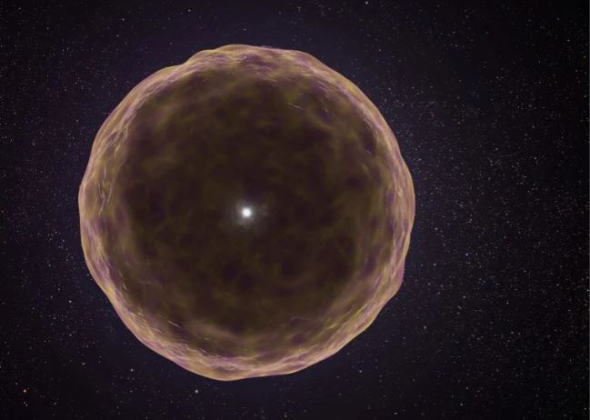 SN 2021yfj là một loại siêu tân tinh mới, thách thức hiểu biết của chúng ta về quá trình tiến hóa của sao. Ngôi sao tiền thân của nó đã mất lớp vỏ ngoài từ rất lâu trước khi siêu tân tinh xảy ra và chỉ còn lại lõi oxy/silicon — không giống bất kỳ ngôi sao nào đã biết trong Dải Ngân Hà. Nguồn: Đài quan sát WM Keck/Adam Makarenko