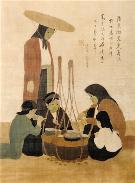 Những gánh bún xưa trở thành cảm hứng cho V-Senses Cafe - Vietnamese Heritage House - Bức tranh Người bán Ốc (Họa sĩ Nguyễn Phan Chánh) 