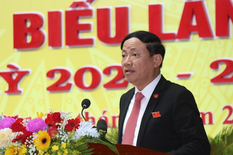 Ông Phạm Anh Tuấn – Bí thư Đảng uỷ, Chủ tịch UBND tỉnh Gia Lai, phát biểu khai mạc đại hội.