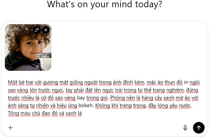 Câu lệnh với bức ảnh của bé trai.