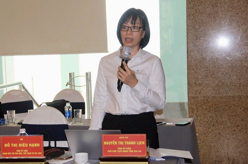 Phó Chủ tịch UBND tỉnh Gia Lai Nguyễn Thị Thanh Lịch chia sẻ tại hội thảo.