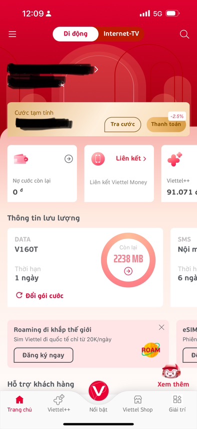 Màn hình sau khi đăng nhập