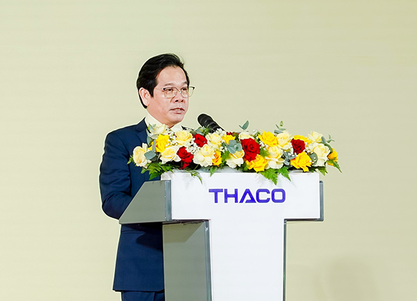 Phó Tổng giám đốc THACO Nguyễn Hoàng Tuệ phát biểu tại lễ khởi công xây dựng KCN Cơ khí Ô tô Chu Lai Trường Hải mở rộng ngày 28/8.