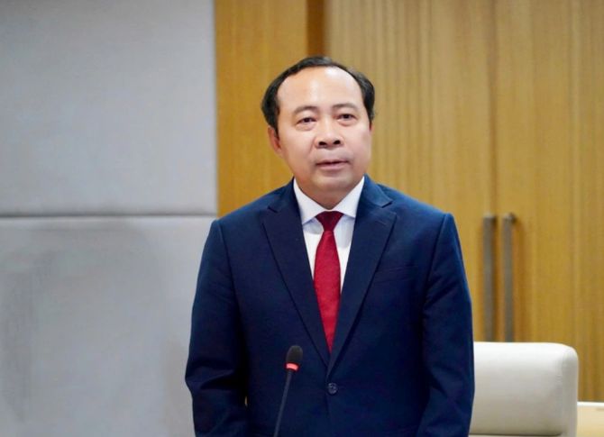 Thứ trưởng Thường trực Vũ Hải Quân phát biểu nhận nhiệm vụ.