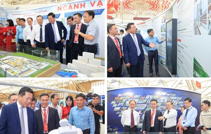 Các đại biểu tham quan gian trưng bày ngành Vật liệu xây dựng