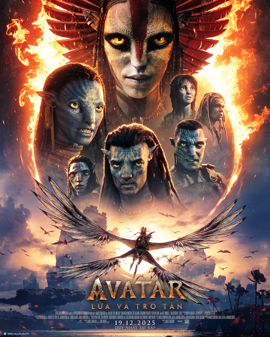 Avatar: Fire and Ash dự kiến khởi chiếu ngày 19/12/2025 tại các rạp trên toàn quốc.