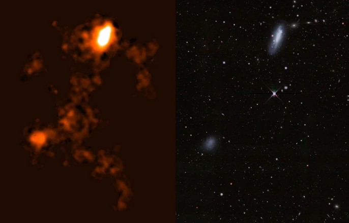 Cây cầu ánh sáng bí ẩn hiện lên mờ ảo giữa vũ trụ, kết nối 2 thiên hà lùn - Ảnh: ASKAP