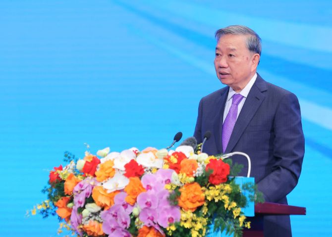 Tổng Bí thư Tô Lâm phát biểu tại sự kiện.