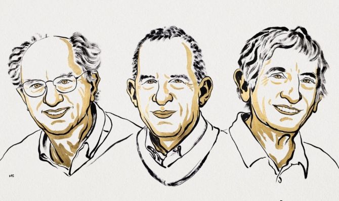 3 nhà khoa học đoạt giải Nobel Vật lý 2025 gồm John Clarke, Michel H. Devoret và John M. Martinis. Ảnh: Nobel Prize