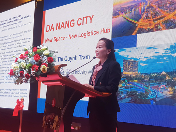 Phó Giám đốc Sở Công Thương Đà Nẵng Đỗ Thị Quỳnh Trâm phát biểu tại hội nghị.