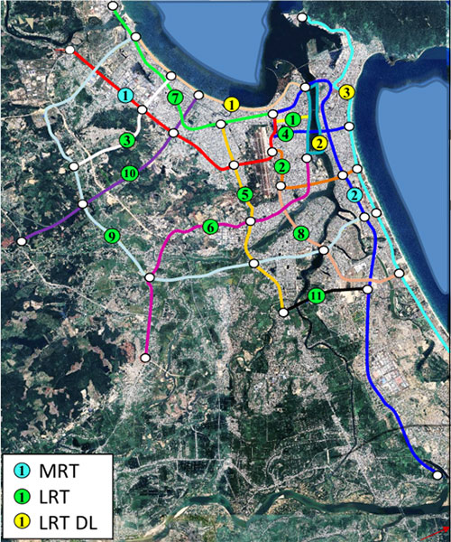TP Đà Nẵng quy hoạch hệ thống giao thông đô thị gồm 2 tuyến MRT, 11 tuyến LRT và 3 tuyến LRT du lịch.