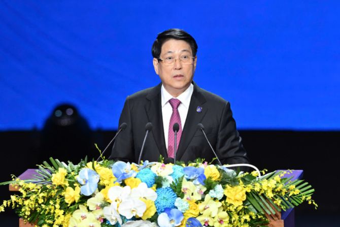 Chủ tịch nước Lương Cường phát biểu tại buổi lễ. (Ảnh: Thủy Nguyên)