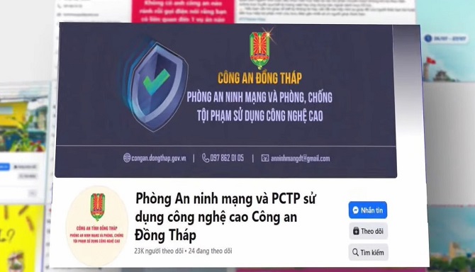+ảnh 2: Trang thông tin của Phòng An ninh mạng và phòng, chống tội phạm sử dụng công nghệ cao – Công an tỉnh Đồng Tháp.