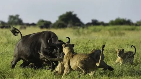 CLIP: Trâu mẹ quyết chiến với 7 sư tử để bảo vệ con non và cái kết bi thương