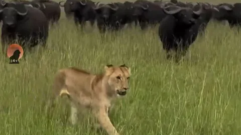 CLIP: Bị đàn trâu rừng truy sát, sư tử làm ra hành động đáng xấu hổ