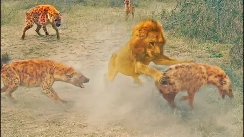 CLIP: Bị sư tử đực ‘tẩn nhừ xương’, linh cẩu vẫn ngang nhiên cướp mồi