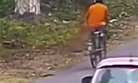 CLIP: Đang đạp xe, người đàn ông bất ngờ bị báo hoa mai vồ và cái kết khiến người xem thót tim
