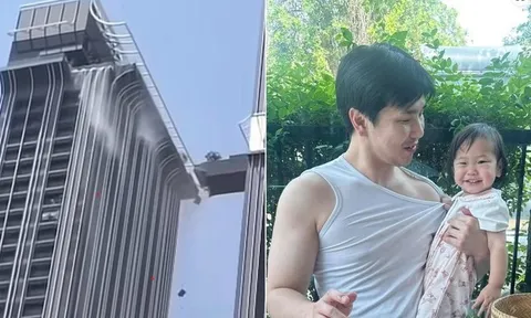 Video người đàn ông Hàn Quốc nhảy qua cây cầu gãy nối hai tháp chọc trời ở Bangkok trong trận động đất để tìm vợ con