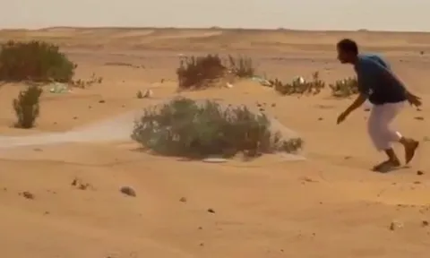 CLIP: Lạ lùng cảnh trai Ả Rập mang chài ra sa mạc… săn chim