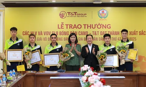 T&T Group trao thưởng hơn 1,2 tỷ đồng cho CLB Bóng bàn CAND - T&T sau Giải vô địch bóng bàn quốc gia 2025