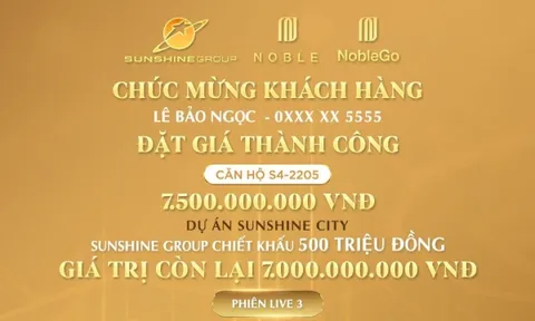 Phiên livestream đặt giá NobleGo tối 8/7: Khách sở hữu căn hộ cao cấp Sunshine City rẻ hơn 2 tỷ đồng