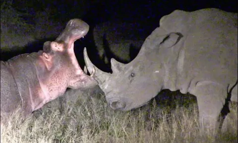 CLIP: Hà mã nhận cái kết ‘ê chề’ khi liên tục khiêu khích tê giác