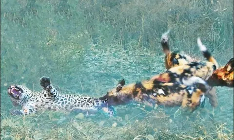 CLIP: Chó hoang truy sát báo hoa mai để trả thù cho con