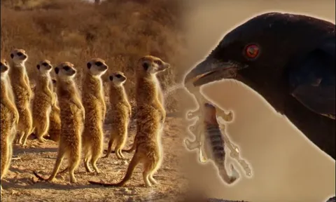 Loài chim siêu thông minh, đánh lừa chồn meerkats để trộm thức ăn